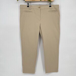 Ann Taylor Cropped Ankle Pants Size 14 khaki Tan Ankle Slit